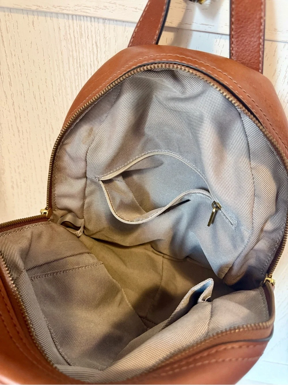 Fossil Cognac Leather Megan Mini Backpack